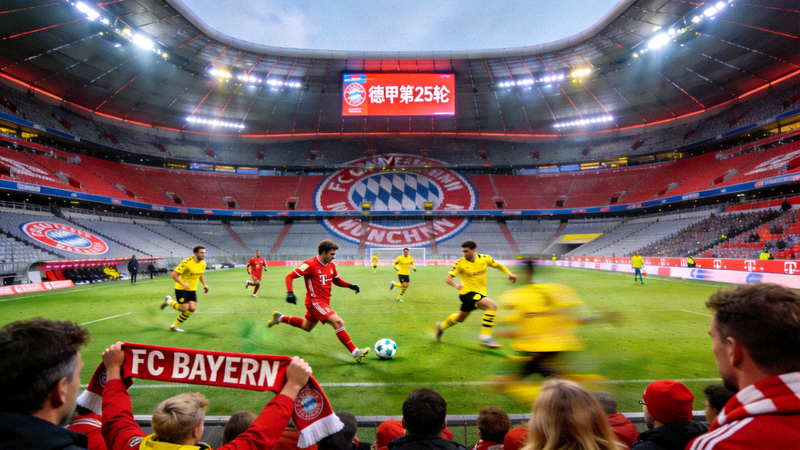 德甲联赛观赛主场 - 安联球场与高速攻防转换比赛画面